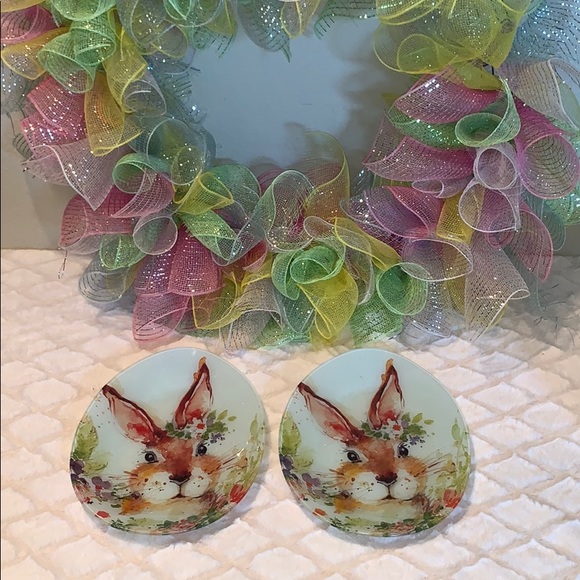 BEAUTIFUL OVAL PLATTER W RABBIT & FLOWERS (1 PLAT) - Picture 3 of 6